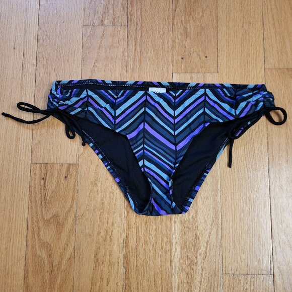 Mossimo Supply Co. Purple/Black Zig-Zag Print Bikini Swim Suit Bottom Size Large - Picture 6 of 13